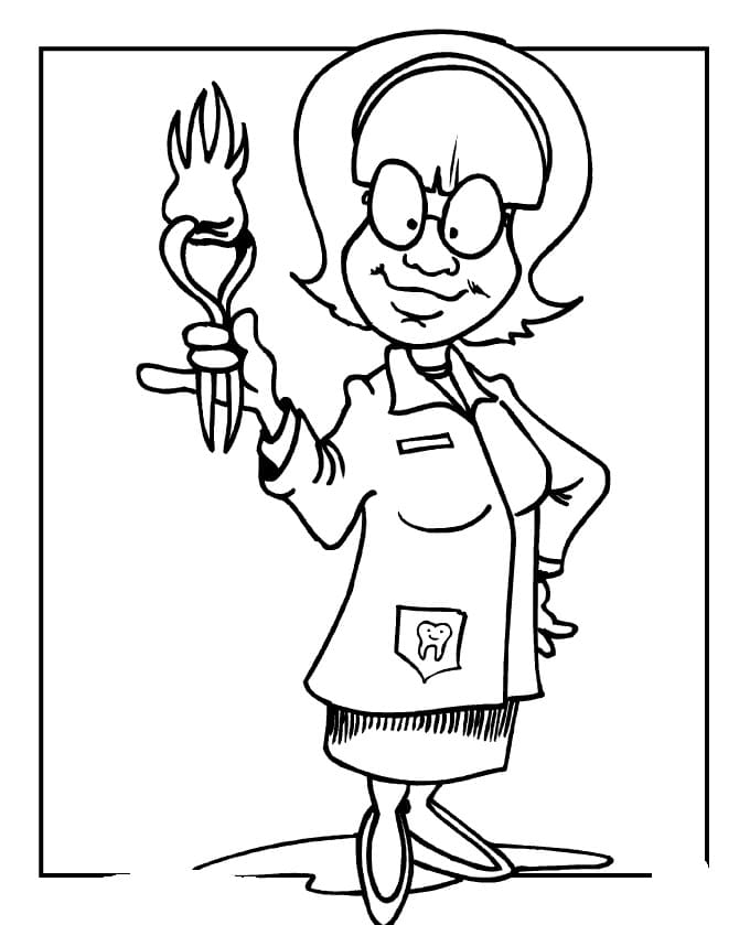 Desenho Dentista com Dente para Colorir
