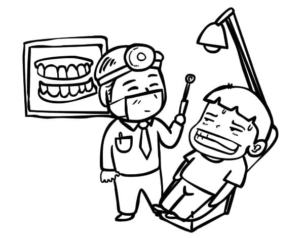 Desenho Dentista com Menino para Colorir
