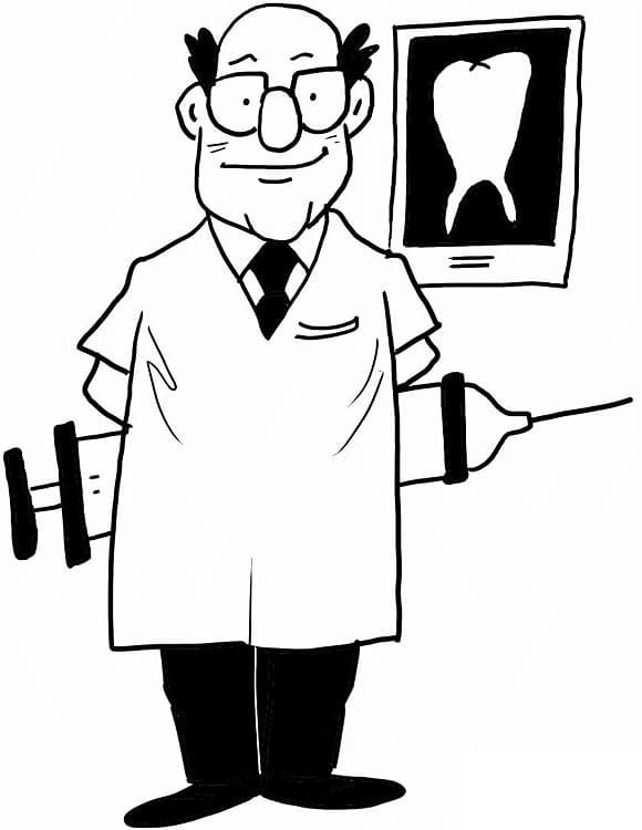 Desenho Dentista com Seringa para Colorir