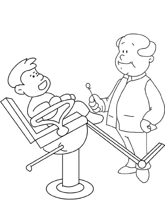 Desenho Dentista e Menino para Colorir