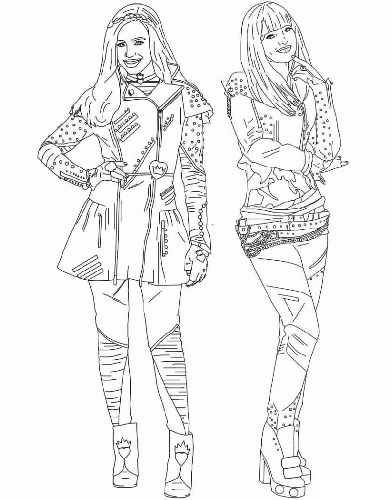 Desenho em Pdf de Descendentes para Colorir Grátis