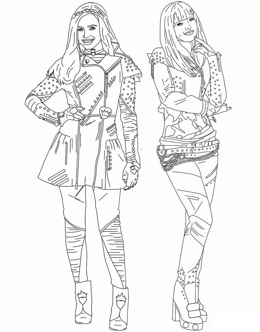 Desenho em Pdf de Descendentes para Colorir Grátis