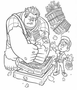 Desenho do Detona Ralph Demolindo prédio para Colorir Pdf