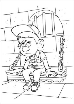 Desenho Imprimível do consertá Feliz Sentado no presídio para Colorir