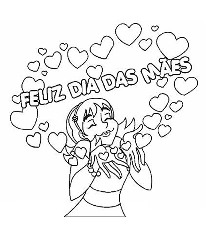 Desenho de Dia das Mães com Cartão para Imprimir