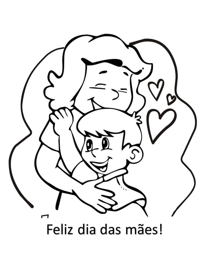 Desenho de Dia das Mães com Flores para Imprimir