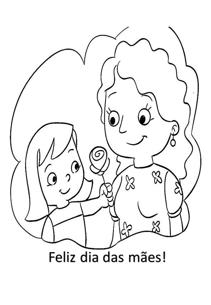 Desenho de Dia das Mães Engraçado para Colorir Pdf