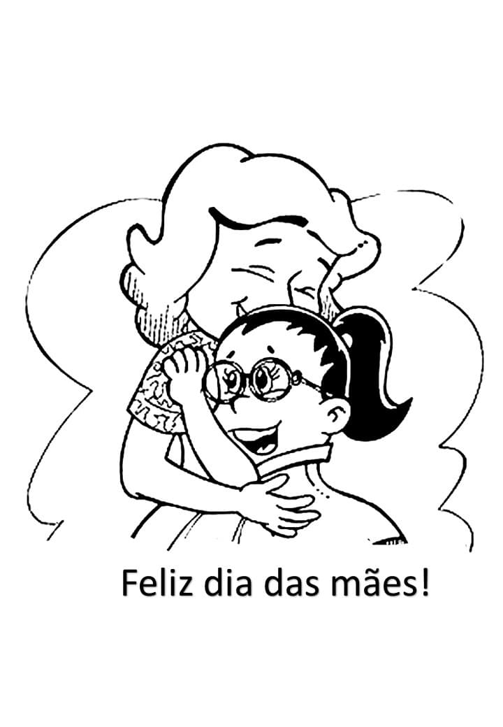 Desenho de Dia das Mães Fofo para Colorir Pdf