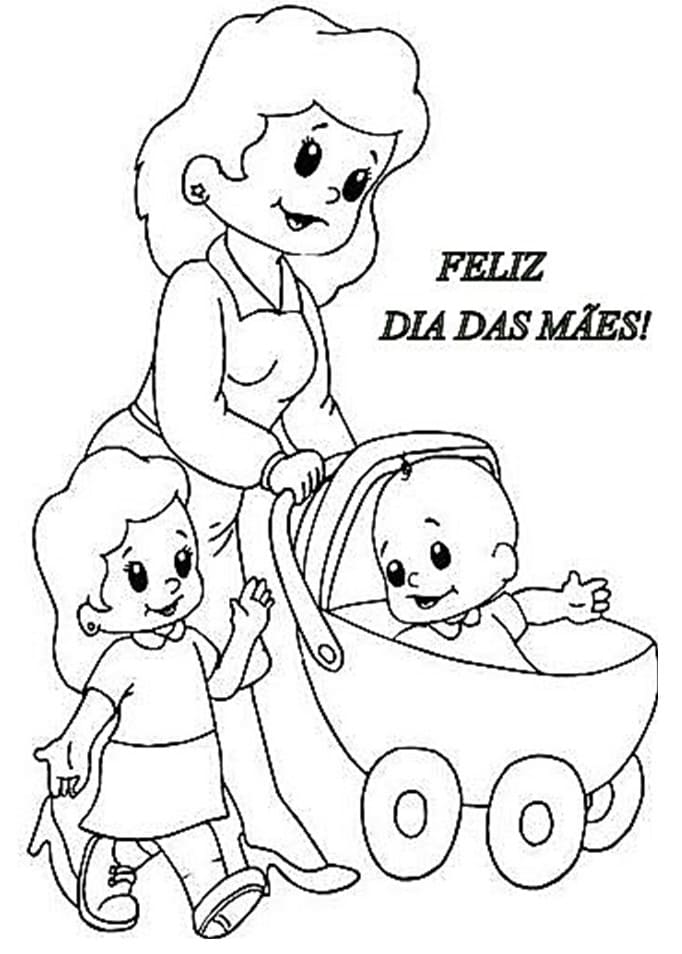 Desenho de Dia das Mães Infantil para Imprimir
