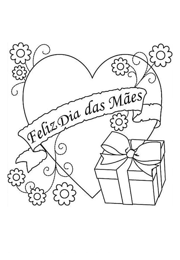 Desenho de Dia das Mães Realista para Colorir