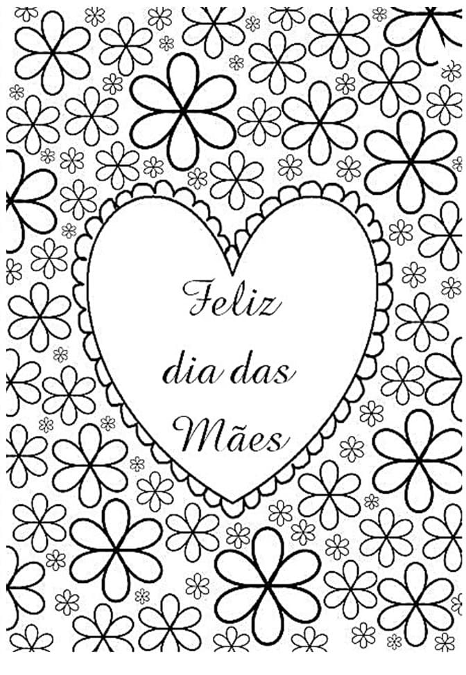 Desenho de Dia das Mães Simples para Imprimir Lápis de Cor