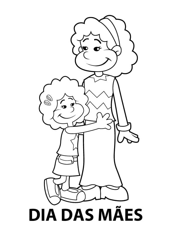 Desenho Julia e Mamãe para Colorir