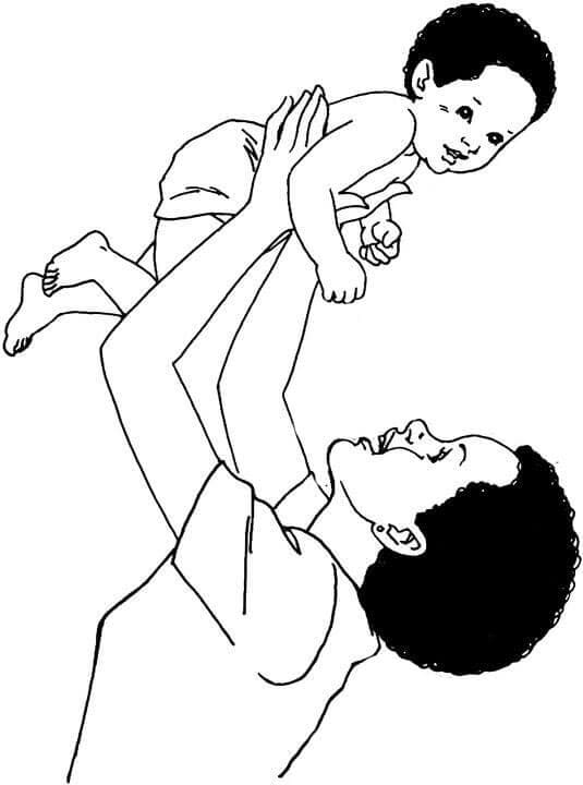 Desenho Mãe com Filho para Colorir