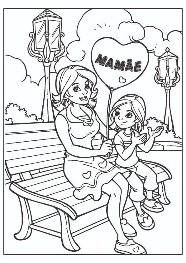 Desenho Mãe e Filha para Colorir