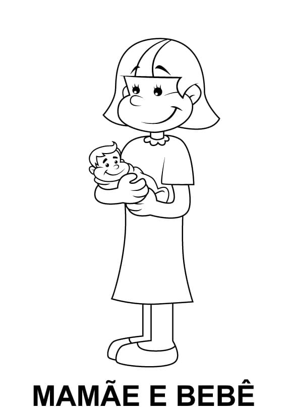 Desenho Mamãe e Bebê para Colorir
