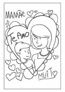 Desenho mamãe tê Amo Muito para Colorir