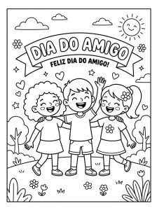 Desenho de O Dia do Amigo para Colorir