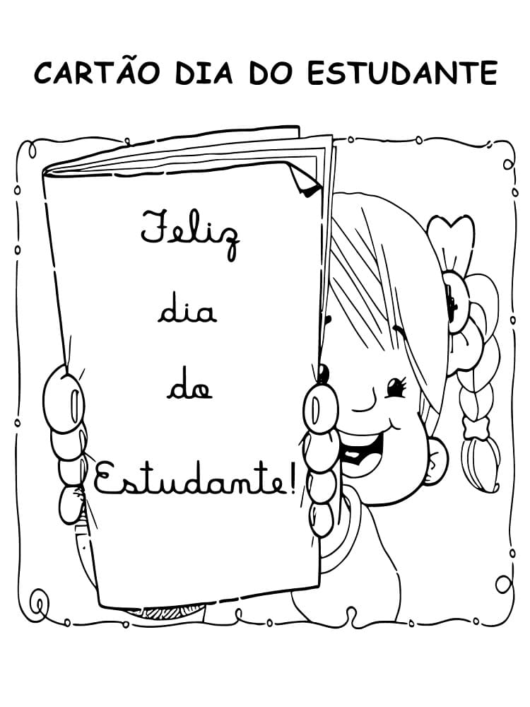 Desenho de 11 de Agosto Dia do Estudante para Colorir