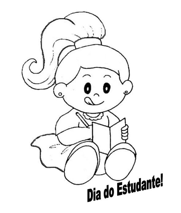 Desenho de Dia do Estudante Bonito para Colorir Pdf
