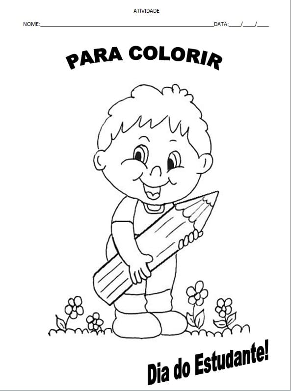 Desenho de Dia do Estudante em Sala de Aula para Imprimir