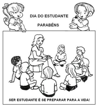 Desenho de Dia do Estudante Fofo para Colorir Pdf