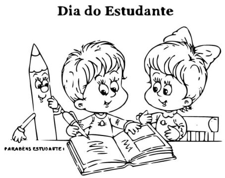 Desenho de Dia do Estudante Infantil para Imprimir