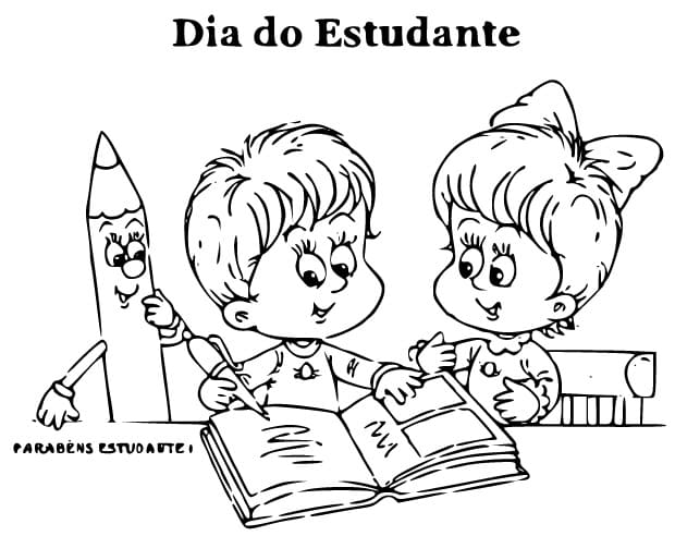Desenho de Dia do Estudante Infantil para Imprimir