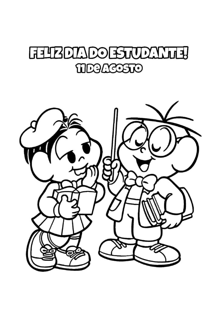 Desenho de Dia do Estudante na Escola para Imprimir