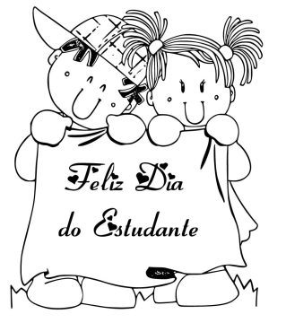 Desenho de Dia do Estudante para Imprimir lápis de Cor