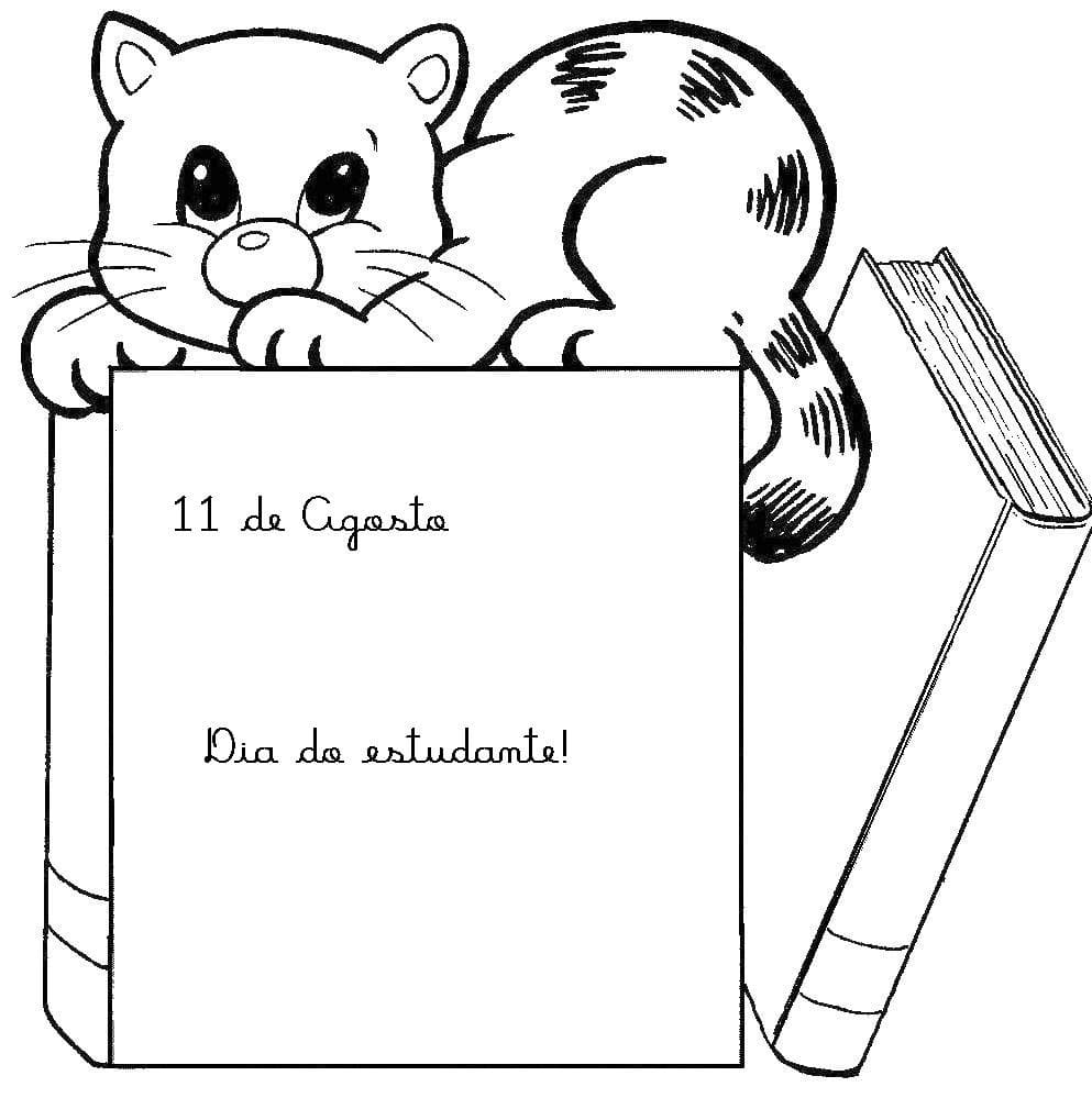 Desenho de Dia do Estudante para Pintar Giz de Cera