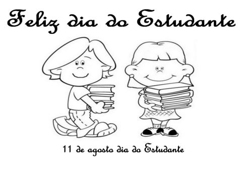 Desenho de Dia do Estudante Simples para Imprimir lápis de Cor