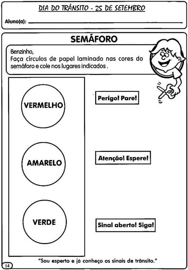 Desenho de 25 de Setembro Dia do Trânsito para Colorir