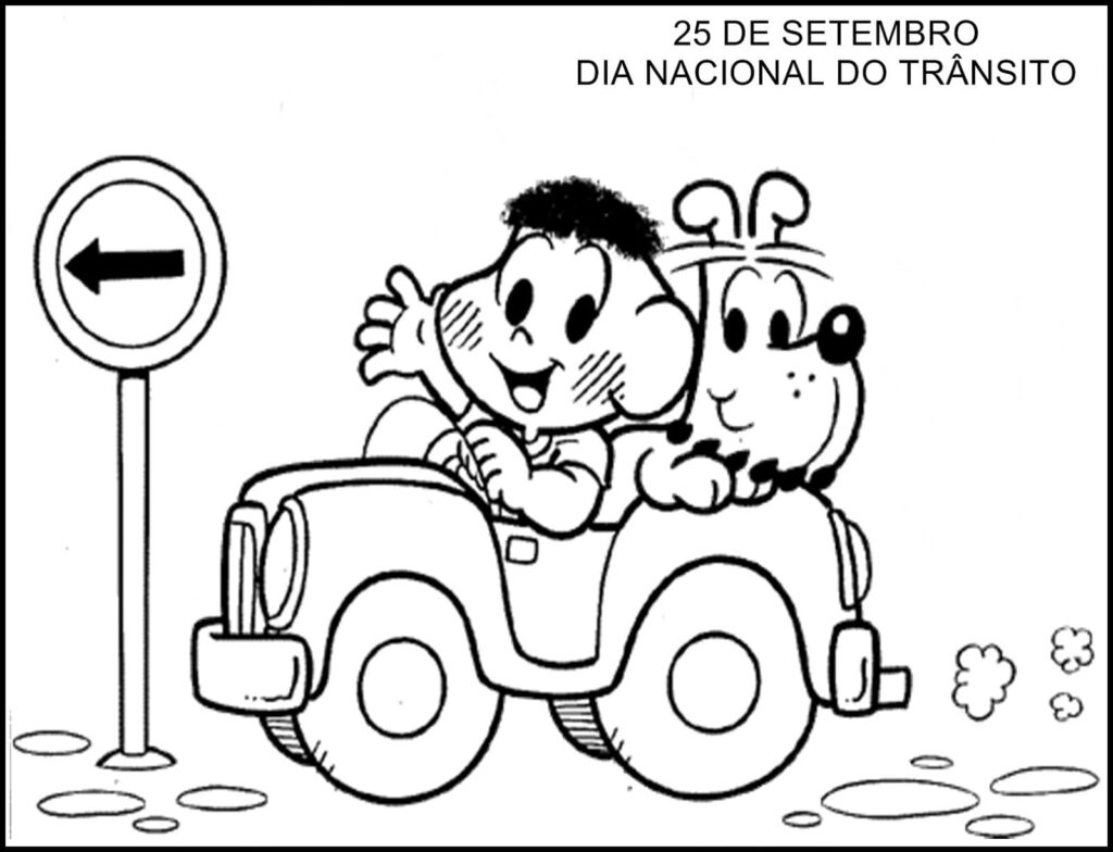Desenho de Dia do Trânsito Grátis para Colorir
