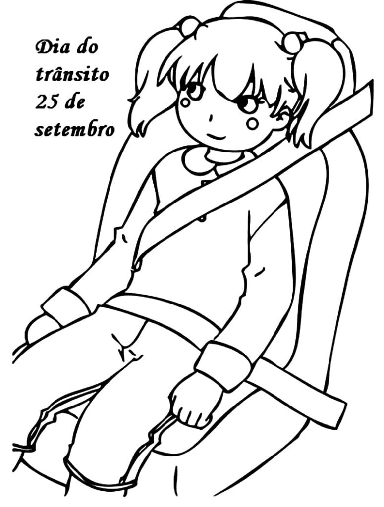 Desenho de Dia do Trânsito para Crianças para Colorir
