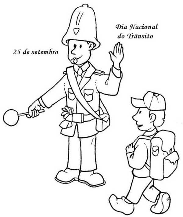 Desenhos de Dia do Trânsito para Colorir