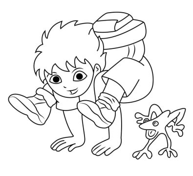 Desenho Diego e Sapo para Colorir