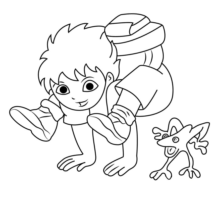 Desenho Diego e Sapo para Colorir