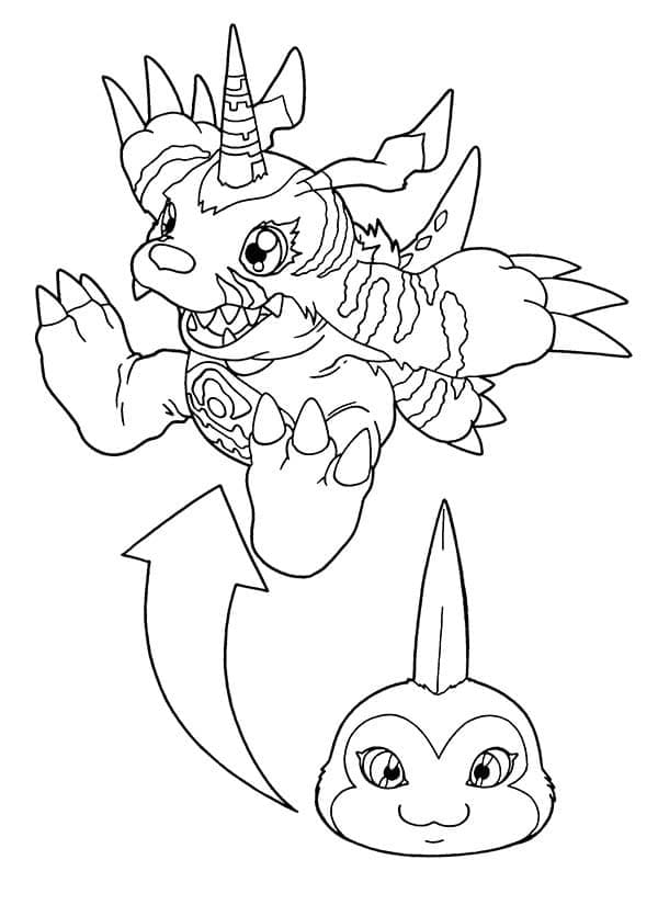 Desenho de Gabumon Digimon Adventure para Colorir