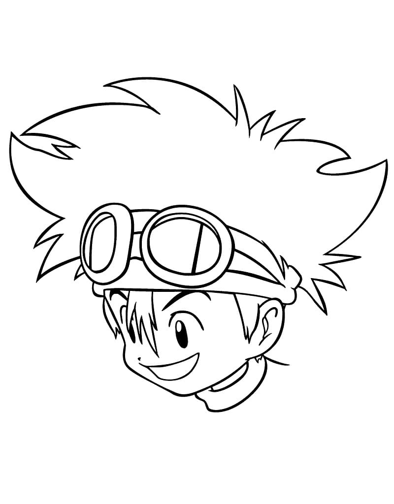 Desenho de Taichi Yagami Alegre para Colorir