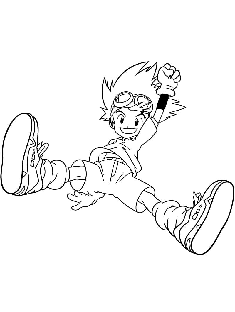 Desenho de Taichi Yagami Feliz para Colorir