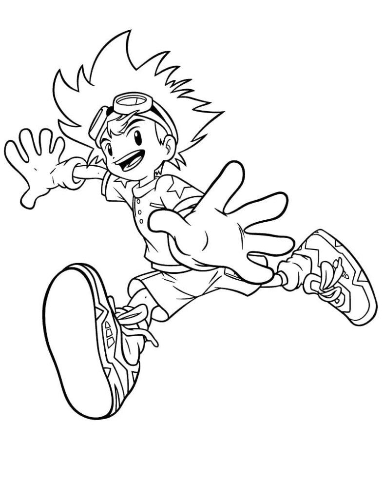 Desenho de Taichi Yagami de Anime Digimon para Colorir