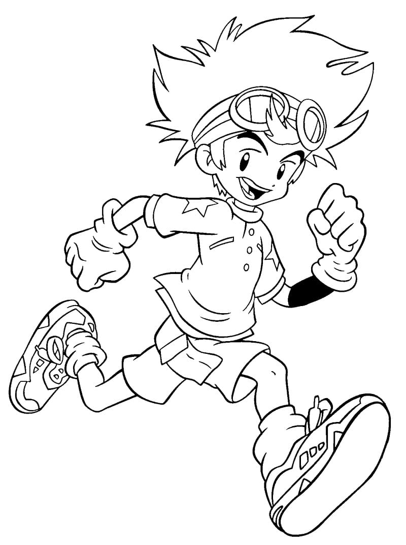 Desenho de Taichi Yagami de Digimon para Colorir