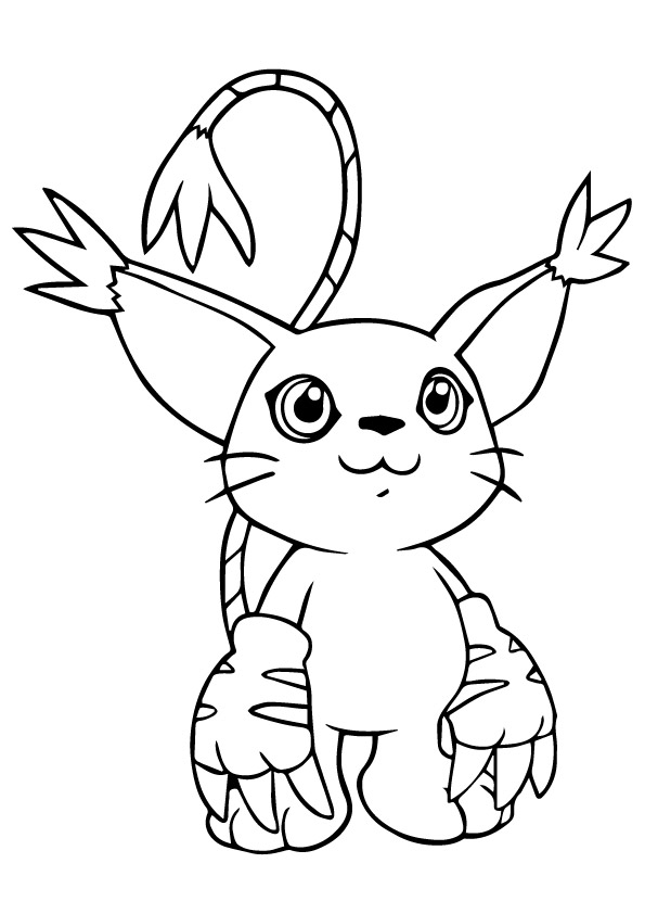 Desenho de Tailmon para Colorir com Lápis de Cor