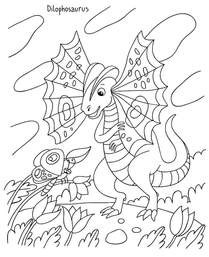 Desenho de Dilofossauro Grátis para Colorir