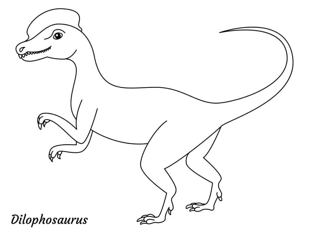 Desenho de Dilofossauro Imprimivel Grátis para Crianças para Colorir