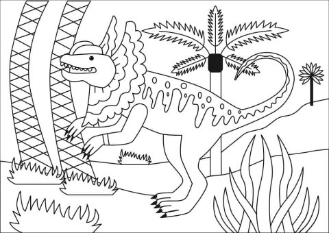 Desenho de Dilofossauro para crianças de 5 Ano para Colorir