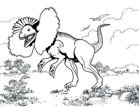 Desenho de Dilofossauro para crianças para Colorir