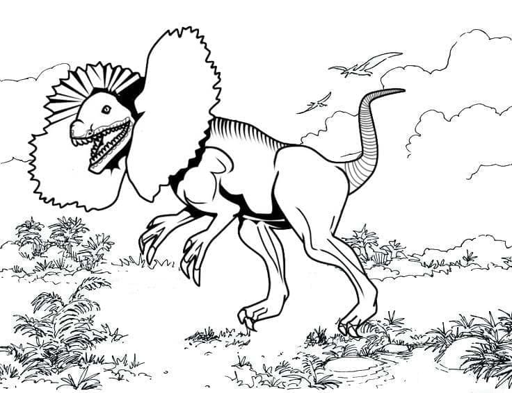 Desenho de Dilofossauro para Crianças para Colorir