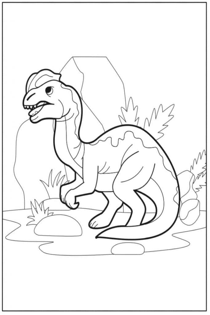 Desenho de Pintura de Dilofossauro para Colorir