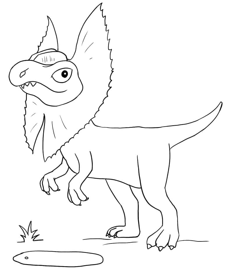 Desenho de um Dilofossauro Fofo para Colorir